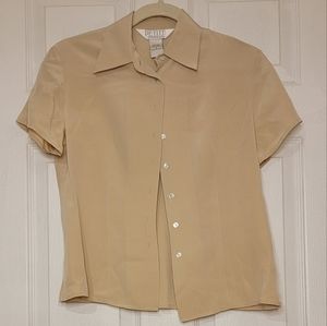 Women's Petite Sophisticate Button-up Blouse Size 4 100% Silk